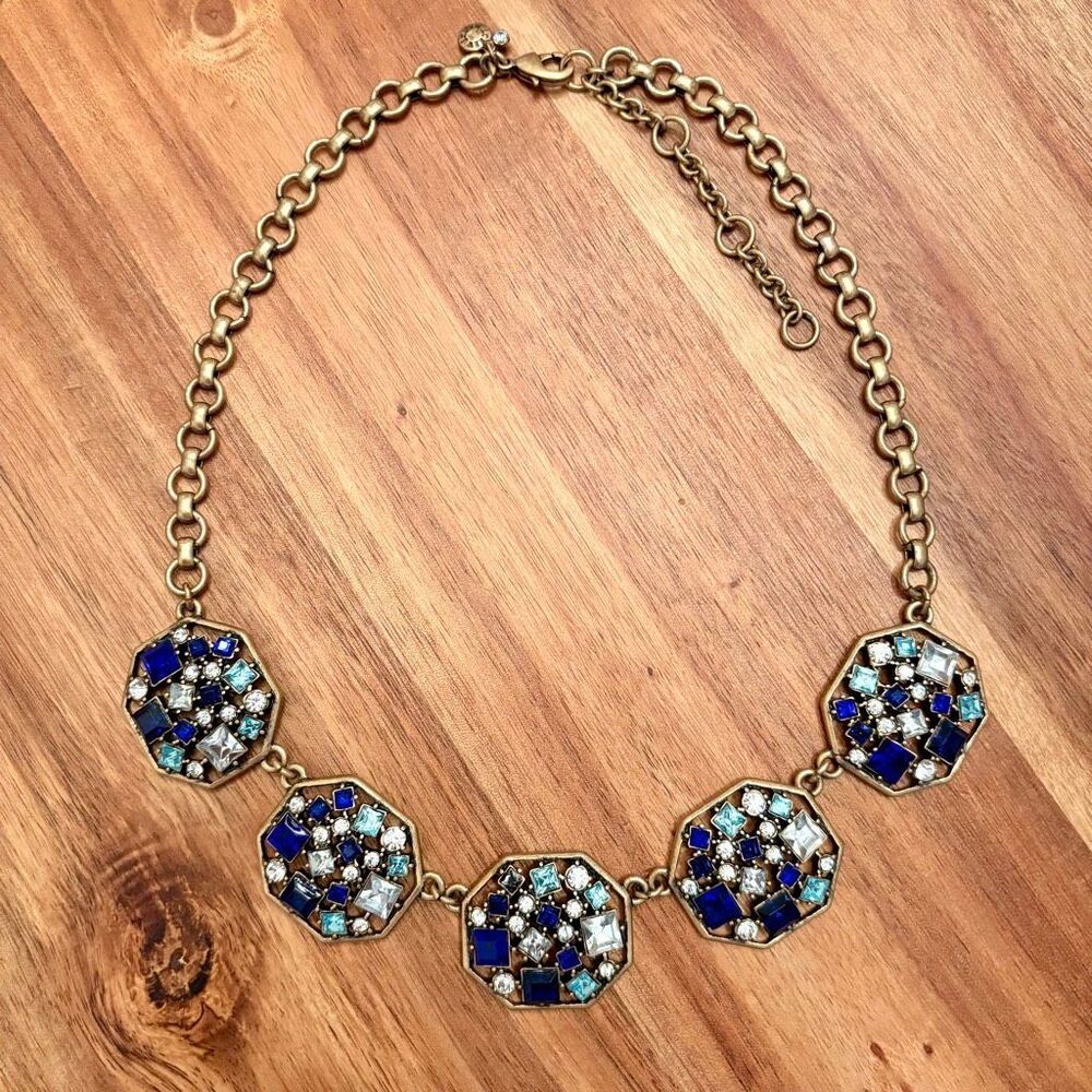 J.Crew | Blue Crystal Pendant Necklace | 18” Adjustable